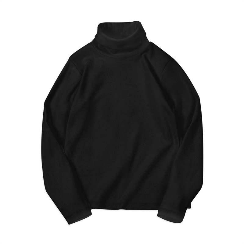 馬登女裝 黑色緊身半高領打底衫仿德絨內搭上衣修身針織長袖T恤秋冬女