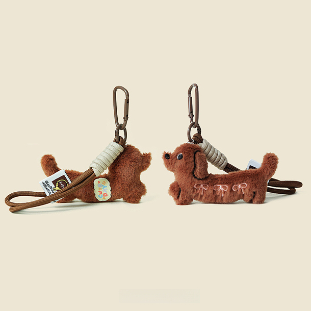 可愛臘腸小狗毛絨公仔掛件情侶包包書包掛件2025新款鑰匙扣