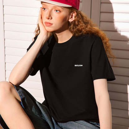 小標印花正肩短袖T恤女美式短款cleanfit凉感速幹上衣