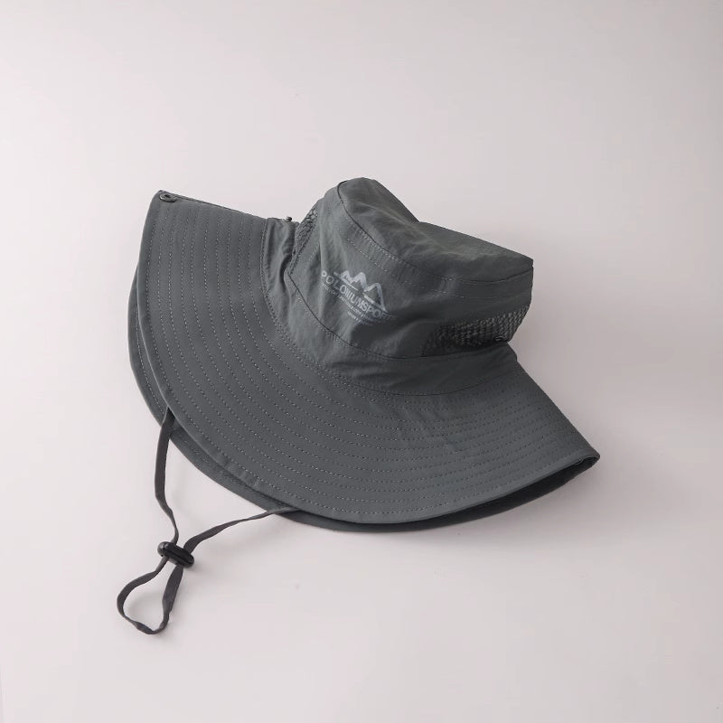 美式復古休閒卡其色登山帽女夏季防曬透氣遮陽漁夫帽子釣魚露營帽