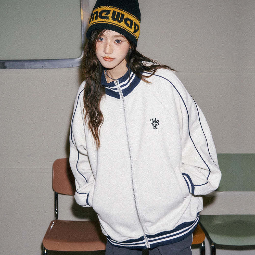 美式立領衛衣休閒寬鬆慵懶夾克上衣棒球服早秋外套女