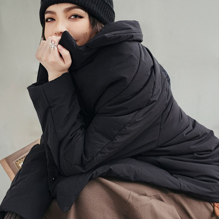 馬登女裝 基礎大翻領棉衣通勤寬鬆麵包服舒適保暖百搭厚棉襖外套冬季女