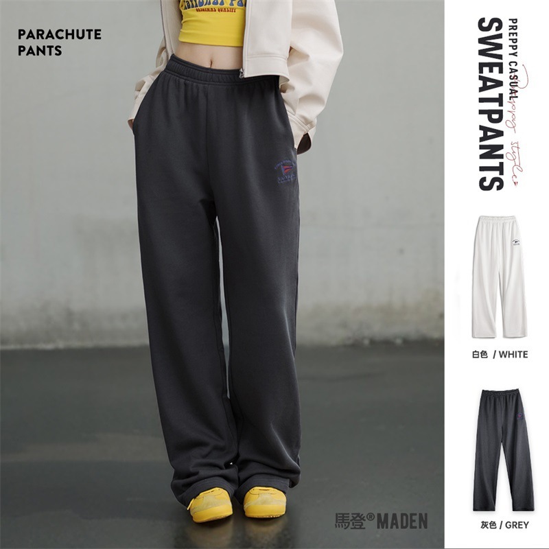 馬登女裝 復古垂感休閒衛褲純棉彈力運動褲寬鬆顯瘦闊腿褲慵懶風春秋女