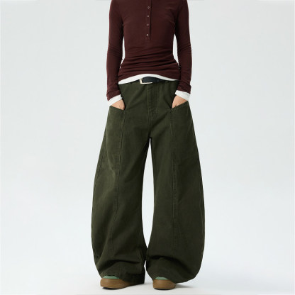 美式復古解構設計感廓形彎刀褲女寬鬆闊腿潮牌工裝褲子