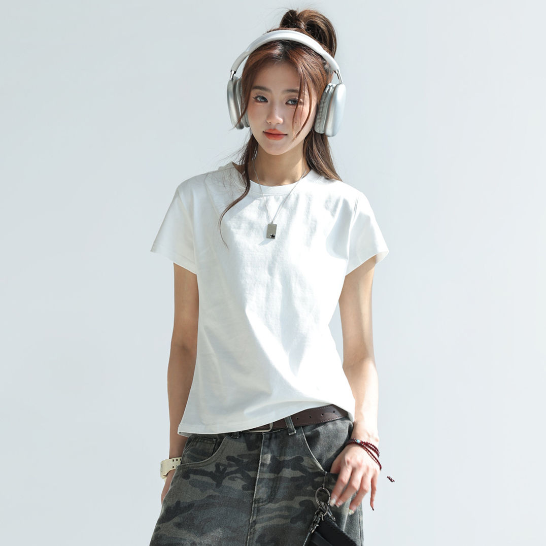 重磅240G正肩短袖女夏索羅娜凉感防曬t恤修身短上衣