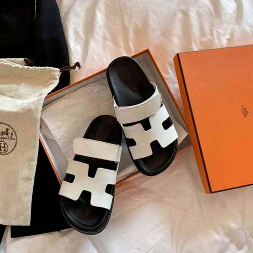 真皮魔術貼休閒厚底H拖鞋女涼拖外穿夏