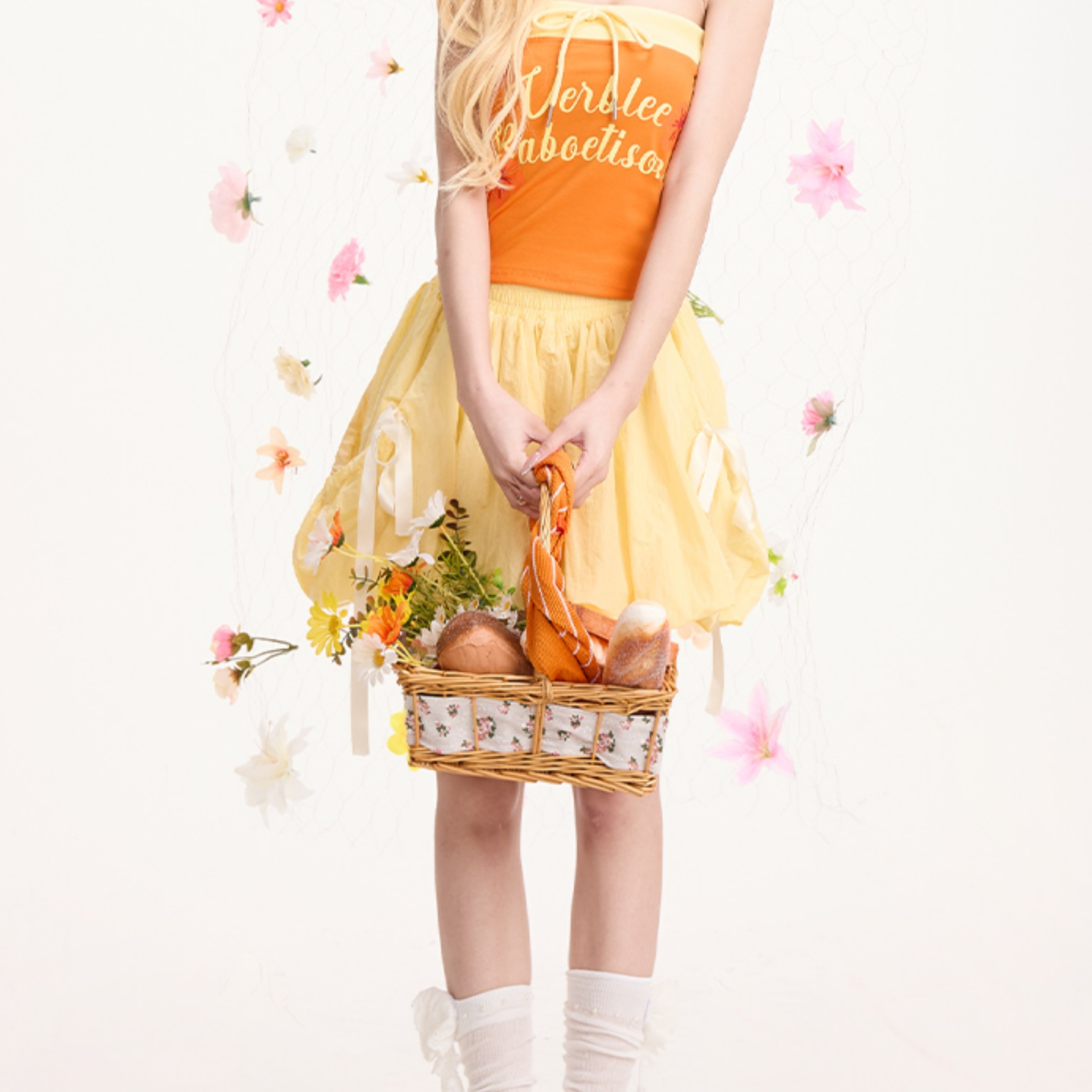 蝴蝶結飄帶蛋糕裙女夏季蓬蓬A字花苞裙小眾多巴胺半身短裙