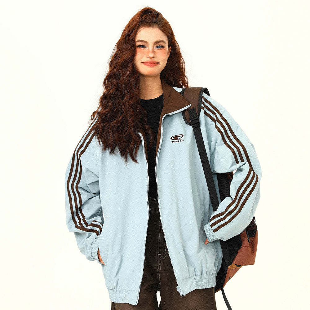 秋季新款美式復古雙面穿夾克外套女美拉德潮牌上衣