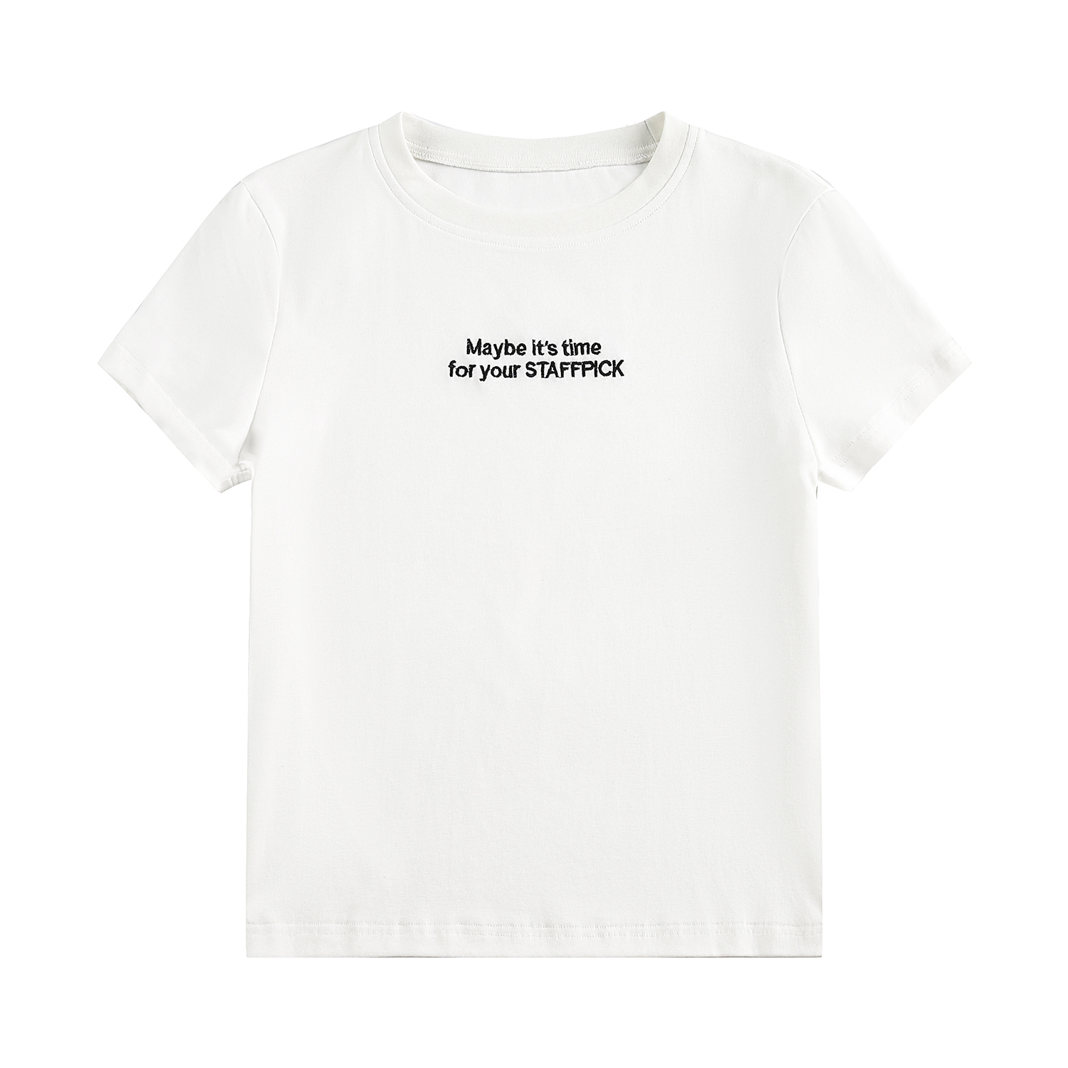 字母刺繡t恤女夏正肩短袖修身顯瘦純棉上衣短款T賉