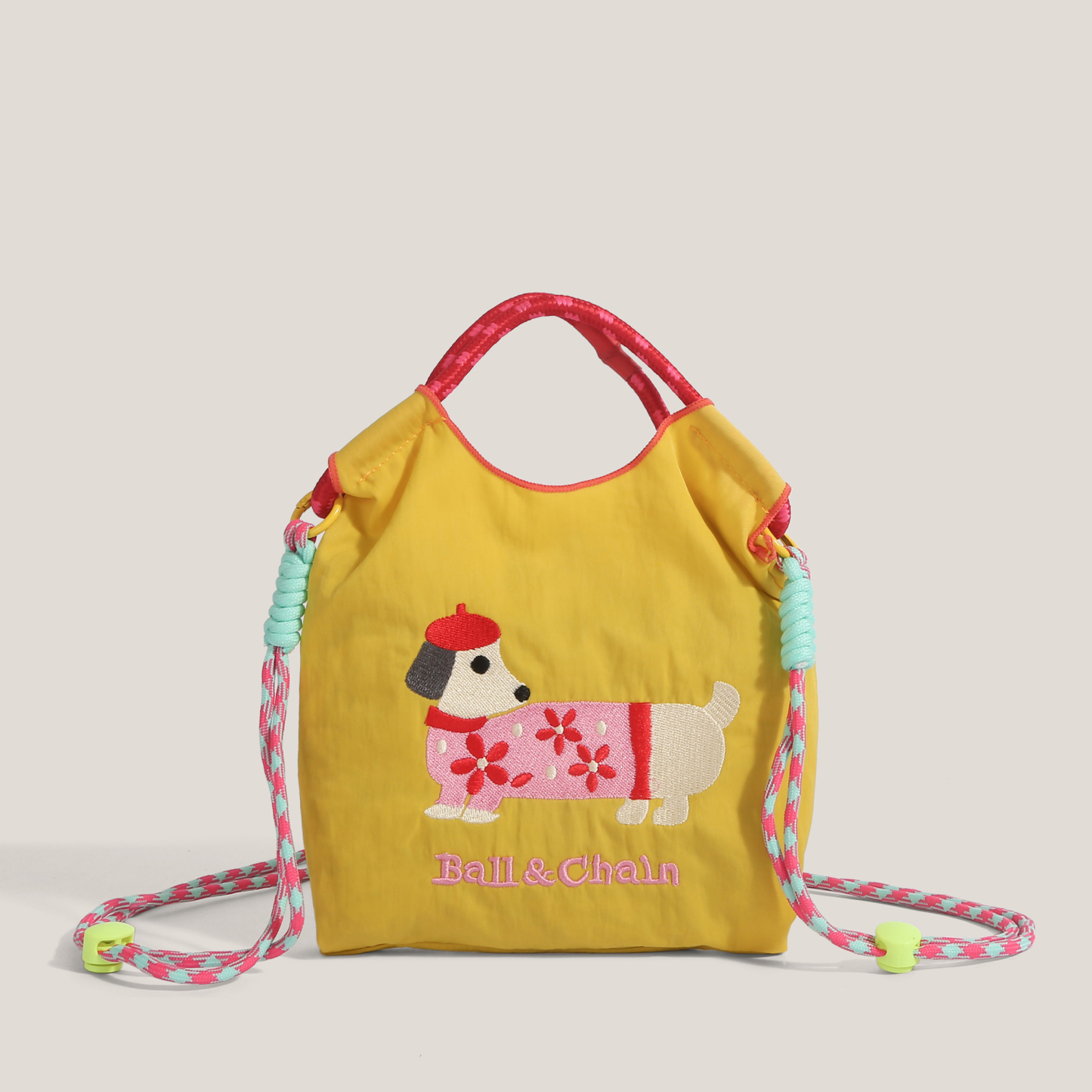 環保購物袋刺繡腊腸狗迷你手提包單肩斜挎包手機包