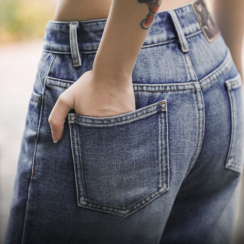 cleanfit重洗水破洞牛仔褲工裝折痕直筒褲遮胯拖地長褲春季女