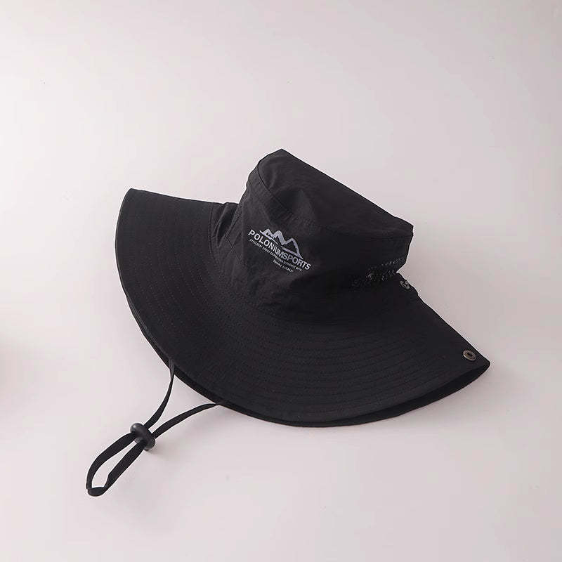 美式復古休閒卡其色登山帽女夏季防曬透氣遮陽漁夫帽子釣魚露營帽