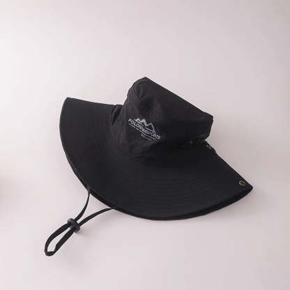 美式復古休閒卡其色登山帽女夏季防曬透氣遮陽漁夫帽子釣魚露營帽