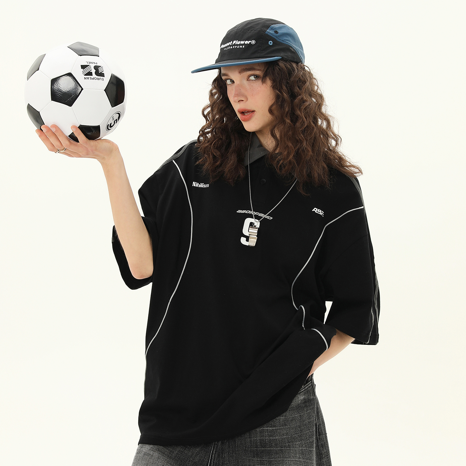 美式街頭Polo翻領學院風高級感短袖T恤女百搭T賉