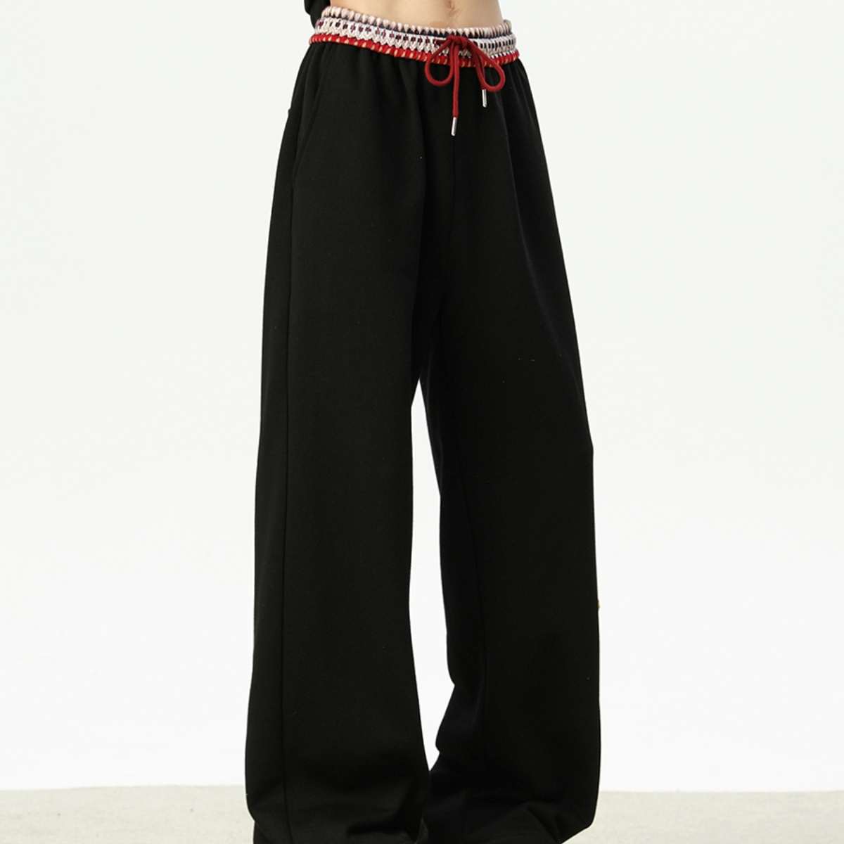 重磅臘腸狗衛褲女秋季新款小眾腰頭拼接設計感寬鬆闊腿長褲