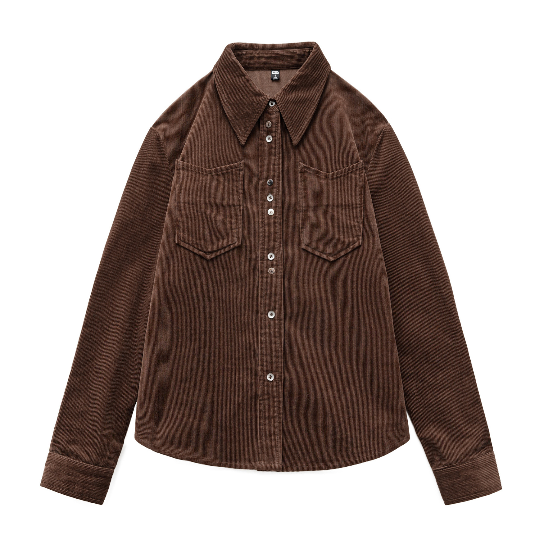 美拉德咖色純棉燈芯絨上衣雙排扣肌理感長袖襯衫外套秋季女士