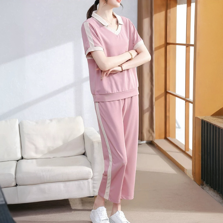 夏裝2026新款短袖運動套裝時尚休閒寬鬆上衣服中老年女薄衛衣