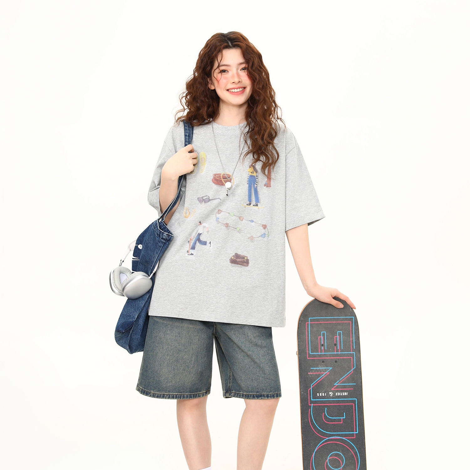 2026夏季新款美式復古印花短袖T恤女寬鬆百搭上衣