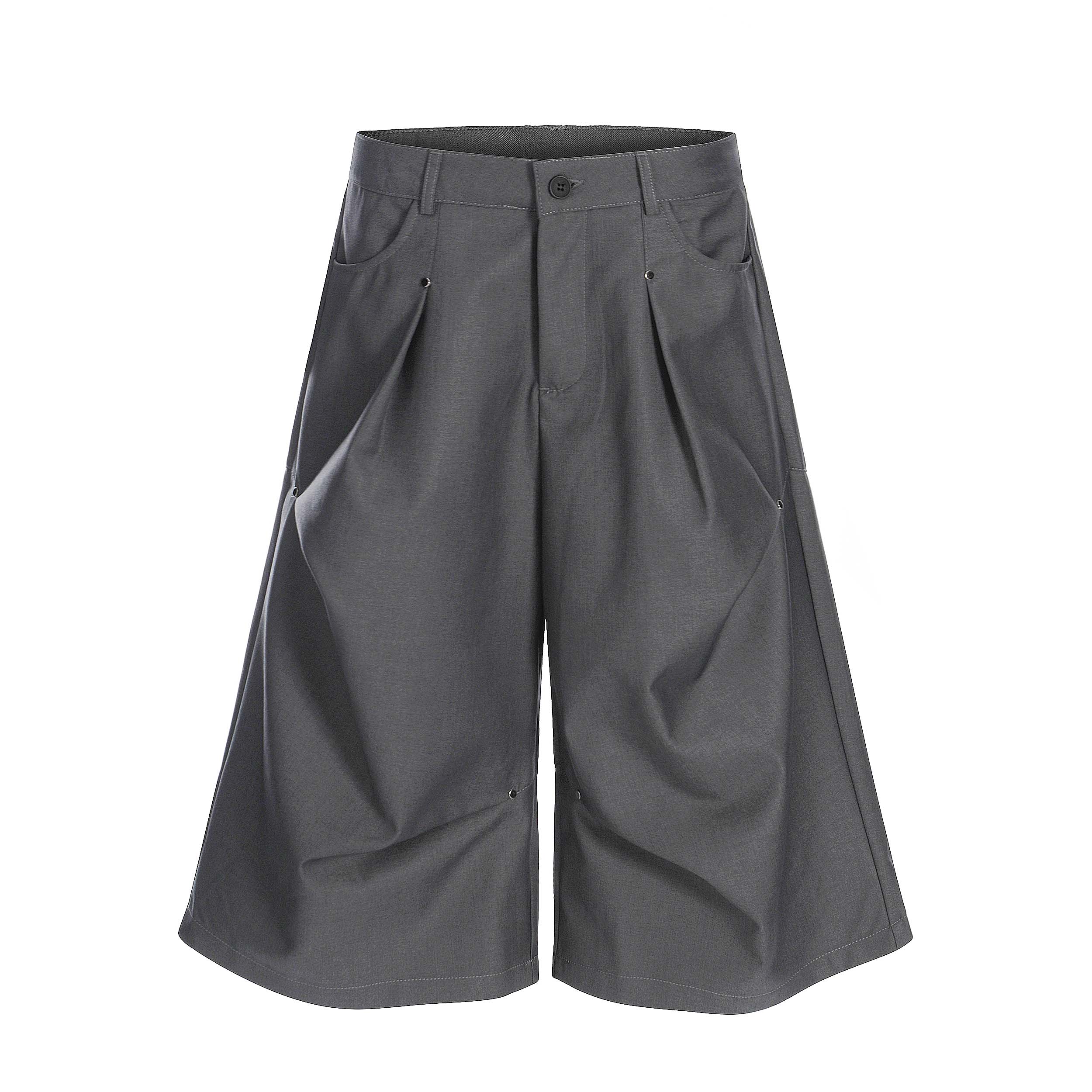 夏季潮牌設計感撞釘休閒短褲女cleanfi闊腿七分褲