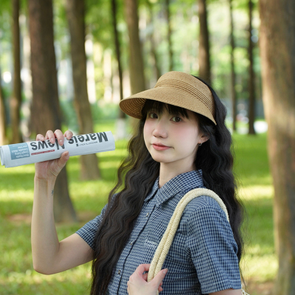夏季草編空頂帽女出遊防曬帽簡約遮陽帽沙灘度假遮陽太陽帽