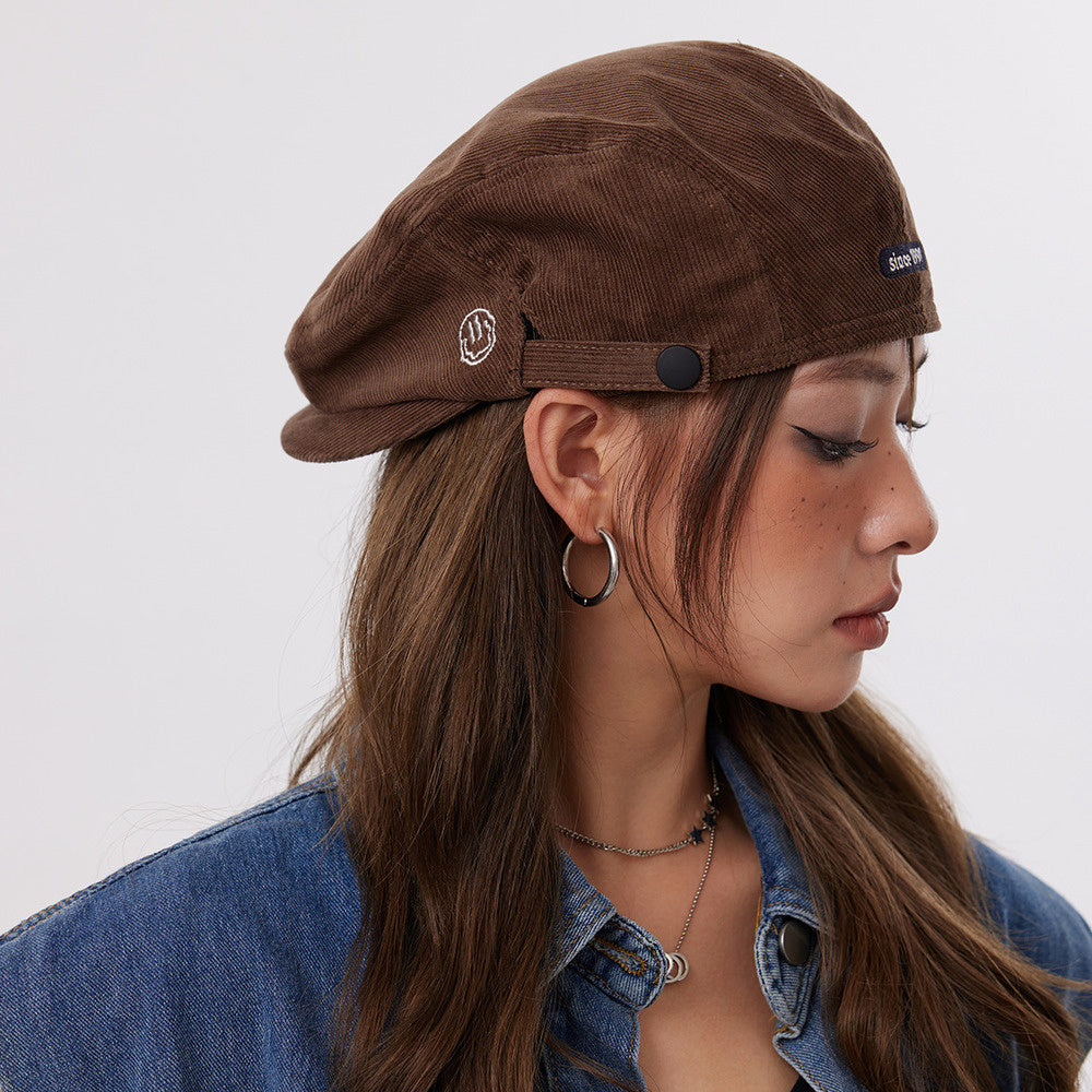 美式辣妹咖啡色反戴前進帽女街頭棕色畫家貝雷帽偵探報童帽子