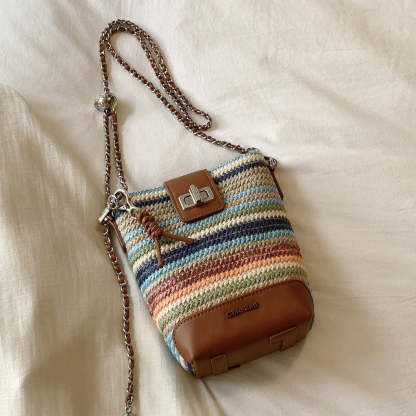 彩虹橋水桶包包女式2025新款春夏小包編織單肩斜挎包