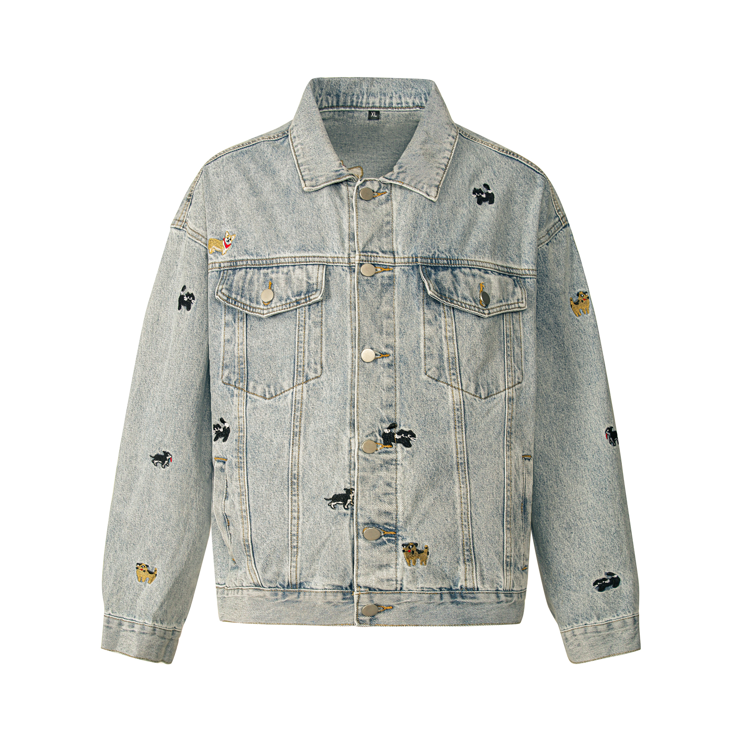 可愛猫狗刺繡牛仔外套女2025新款寬鬆慵懶小個子牛仔衣秋季