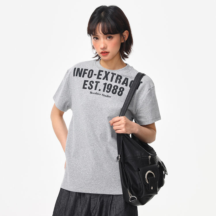 美式復古正肩T恤女夏季字母印花短款寬鬆cleanfit短袖