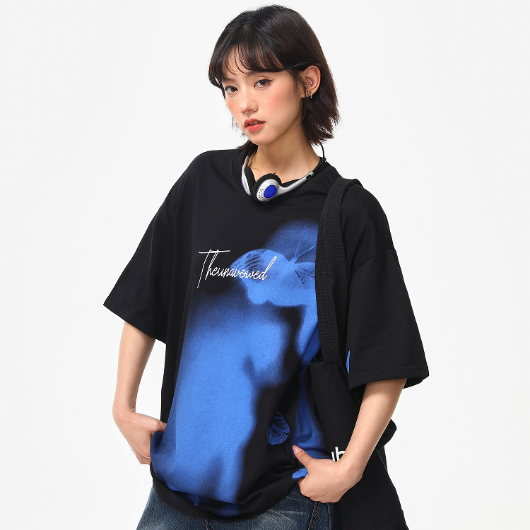 美式街頭小眾設計感印花潮牌短袖T恤女夏季寬鬆百搭tee