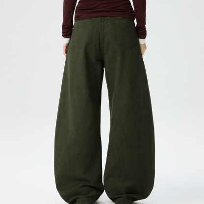 美式復古解構設計感廓形彎刀褲女寬鬆闊腿潮牌工裝褲子