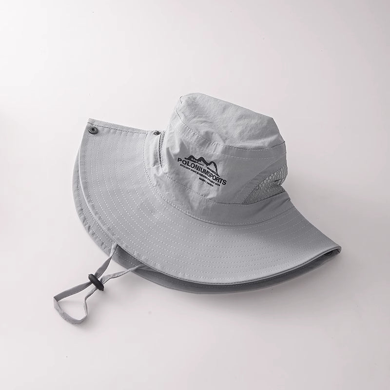 美式復古休閒卡其色登山帽女夏季防曬透氣遮陽漁夫帽子釣魚露營帽