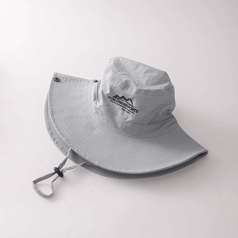 美式復古休閒卡其色登山帽女夏季防曬透氣遮陽漁夫帽子釣魚露營帽