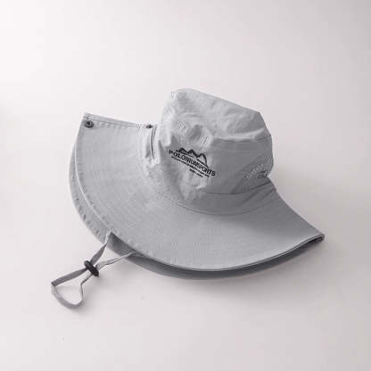 美式復古休閒卡其色登山帽女夏季防曬透氣遮陽漁夫帽子釣魚露營帽