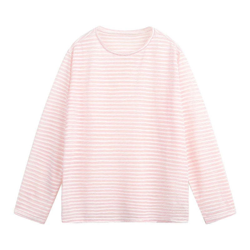 條紋長袖t恤女夏2025新款chic韓系上衣薄款防曬罩衫