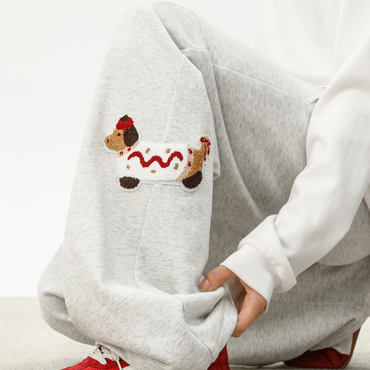 重磅臘腸狗衛褲女秋季新款小眾腰頭拼接設計感寬鬆闊腿長褲