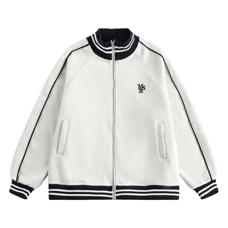 美式立領衛衣休閒寬鬆慵懶夾克上衣棒球服早秋外套女