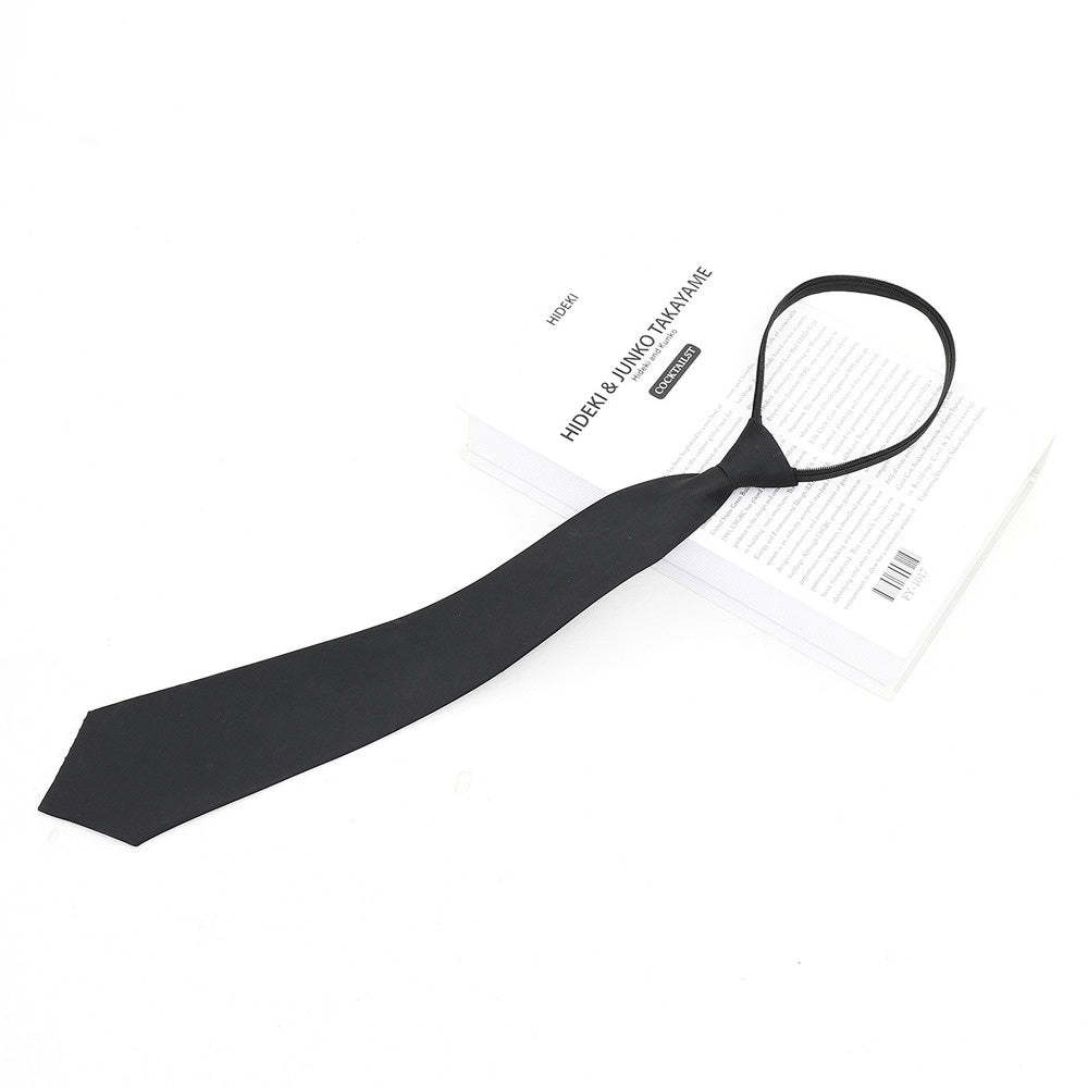 美式复古学院风黑色领带免打便携式拉链高级感衬衫配饰