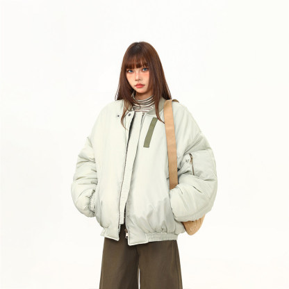 美式街頭加棉飛行員外套女冬季加厚保暖棒球服寬鬆百搭