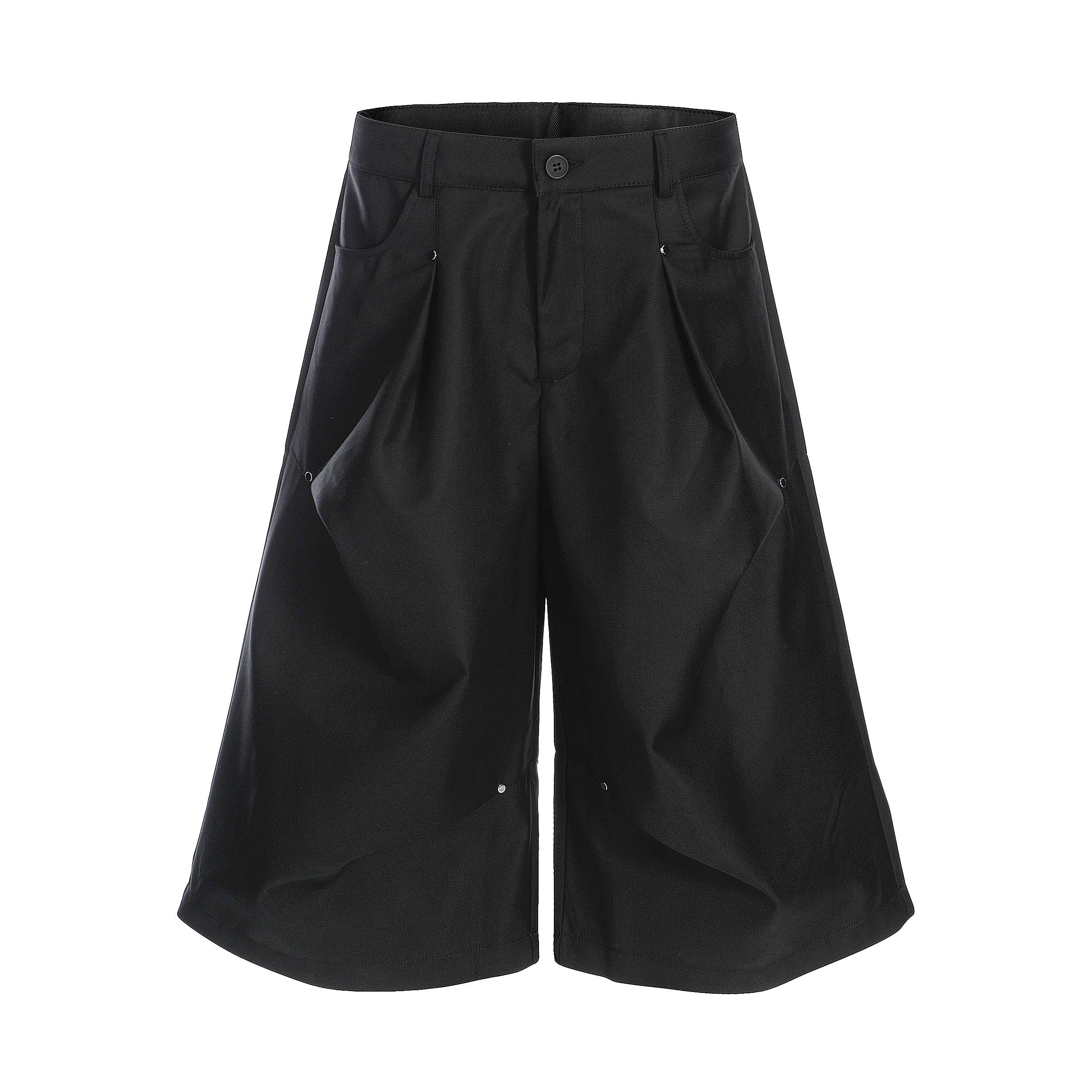 夏季潮牌設計感撞釘休閒短褲女cleanfi闊腿七分褲