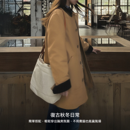 美式復古密歇根風衣卡其色巴恩風中長款廓形夾克外套女士秋冬