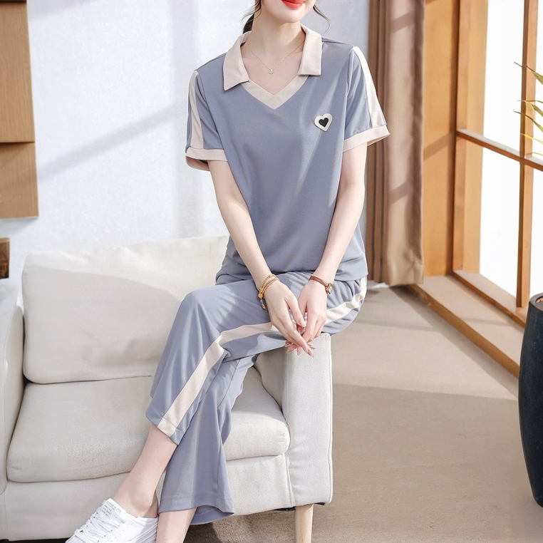 夏裝2026新款短袖運動套裝時尚休閒寬鬆上衣服中老年女薄衛衣