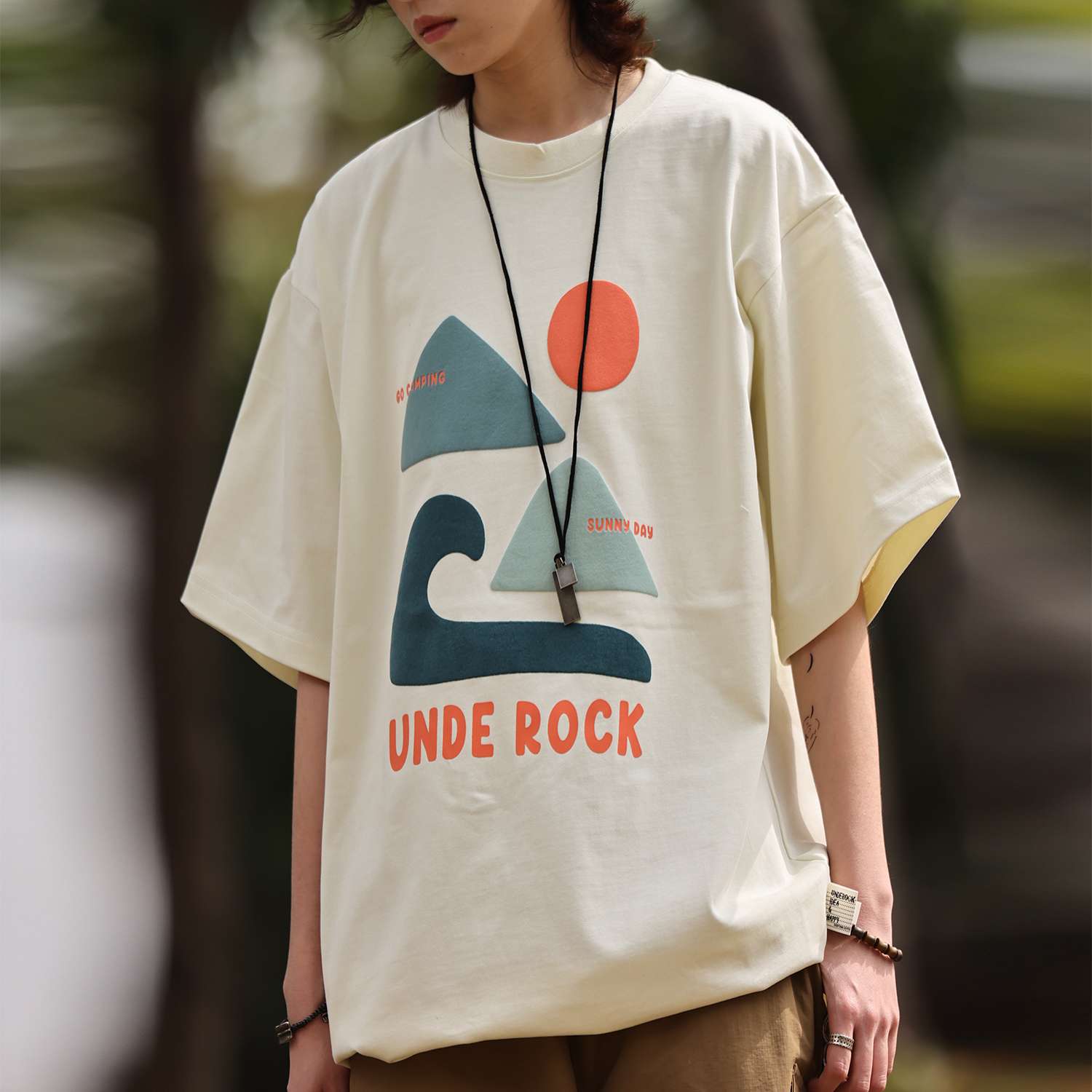 夏季新款日系簡約發泡字母印花女寬鬆休閒短袖T恤