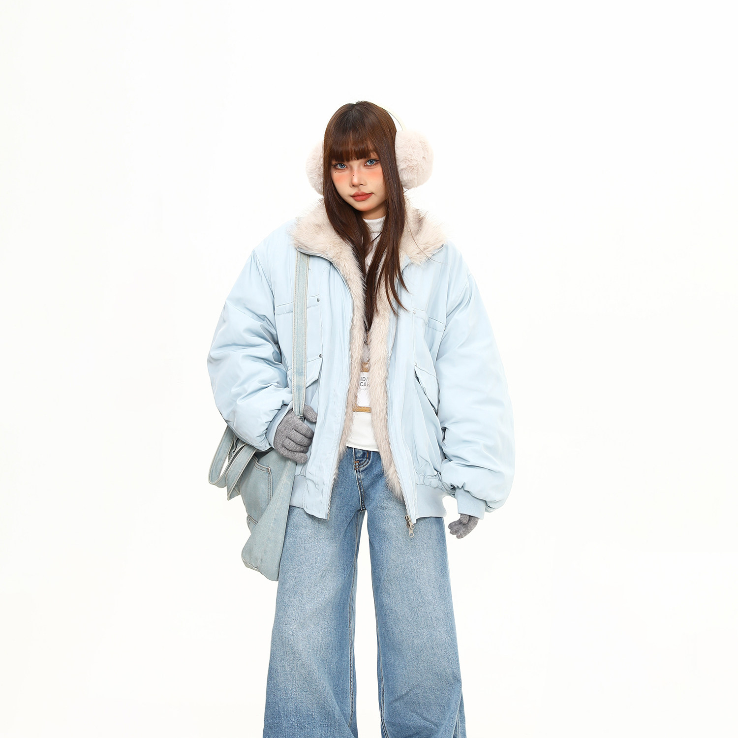 美式復古立領座山雕棉服外套女冬季加厚保暖情侶過冬棉襖