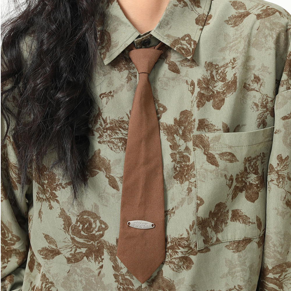 棕色領帶美拉德襯衫穿搭百搭氛圍感可擕式領帶