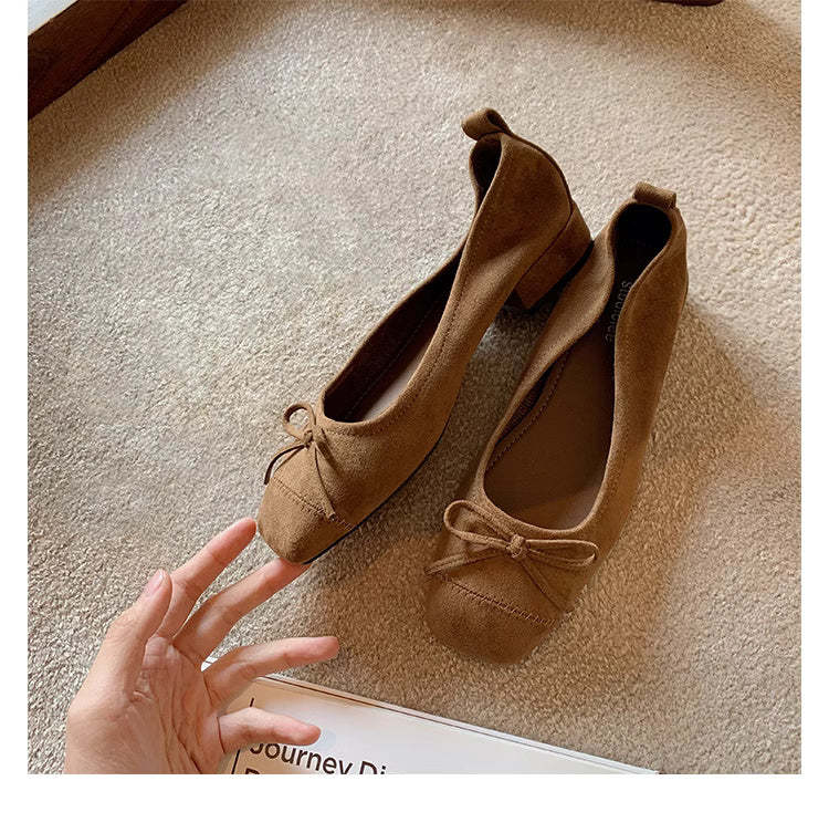 軟底蝴蝶結單鞋女春秋新款法式氣質晚晚鞋通勤芭蕾平底鞋