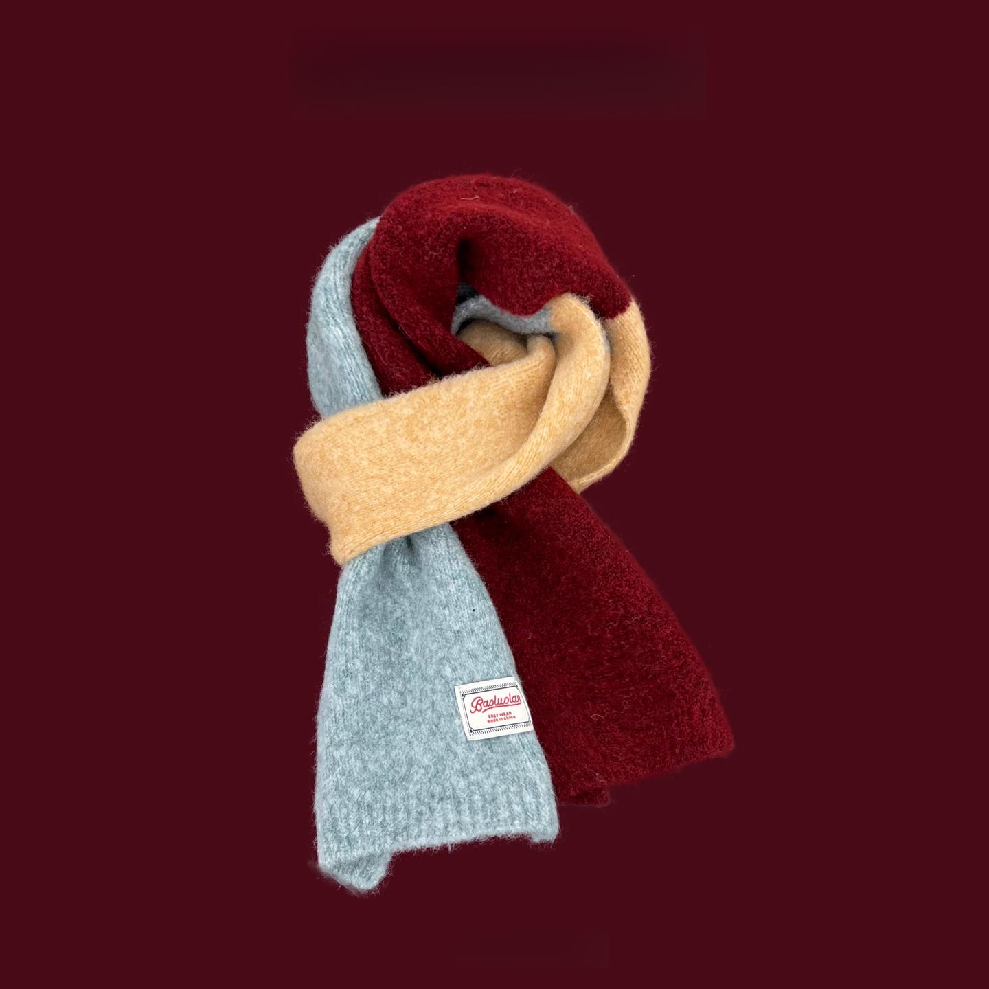 新款日系多巴胺撞色羊毛圍巾女秋冬季保暖百搭軟糯針織圍脖