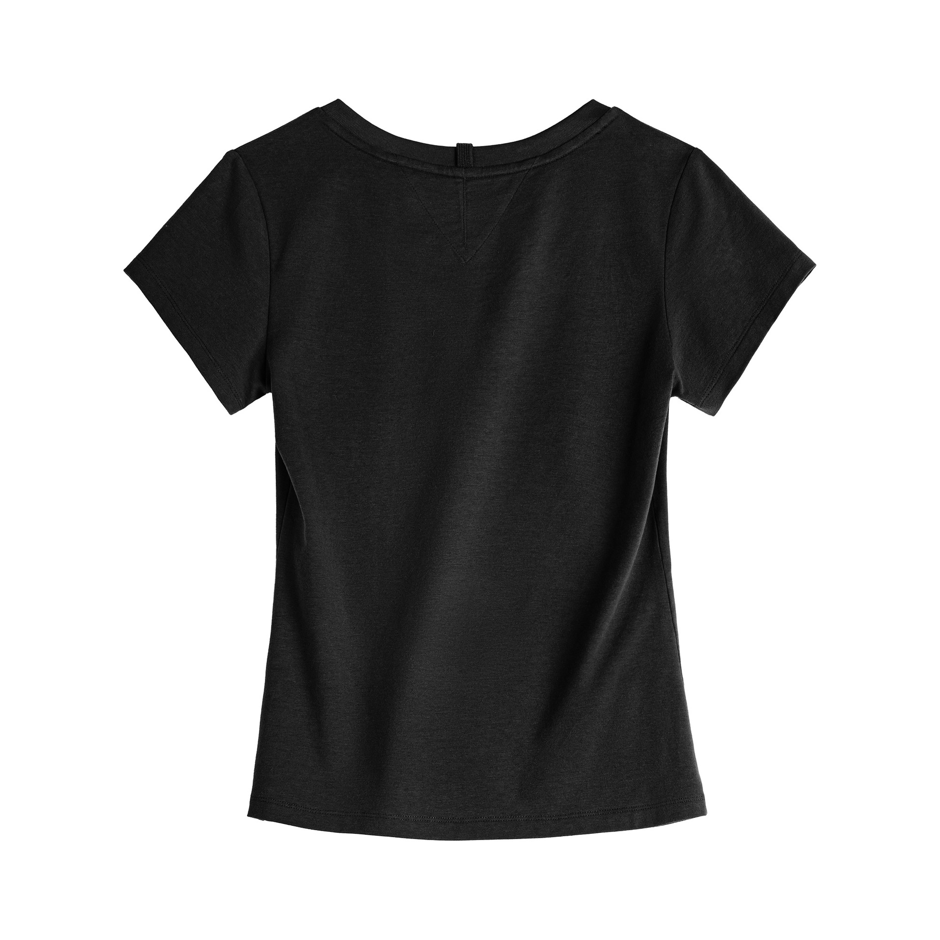 黑白灰純色新疆棉V領正肩短袖T恤修身顯瘦針織內搭天絲上衣女