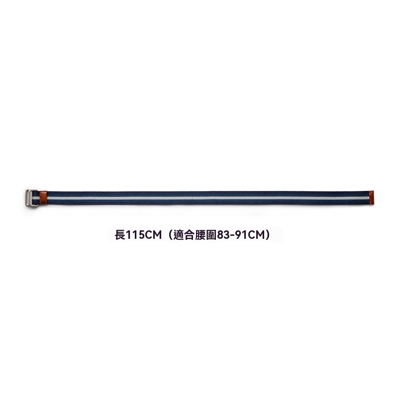 馬登女裝 藍白拼色雙環扣編織腰帶學院風免打孔帆布鬆緊皮帶四季配飾女