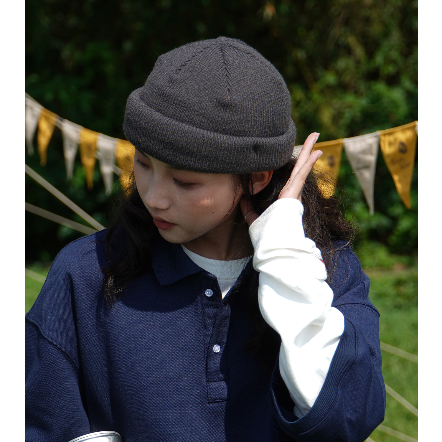 日系純色瓜皮帽百搭街頭潮牌韓版毛線帽嘻哈女冷帽秋冬季針織帽