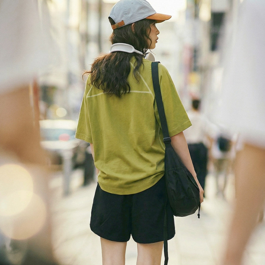 美式哈苏線7A抗菌圓領寬鬆運動吸濕速干短袖T恤半袖上衣女